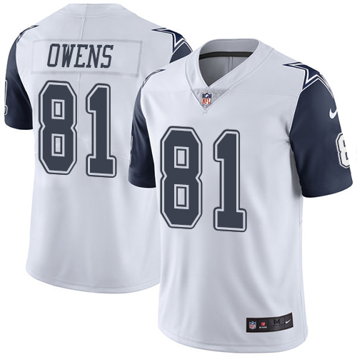 Nike Cowboys #81 Terrell Owens White Men's Stitched NFL Limited Rush Jersey